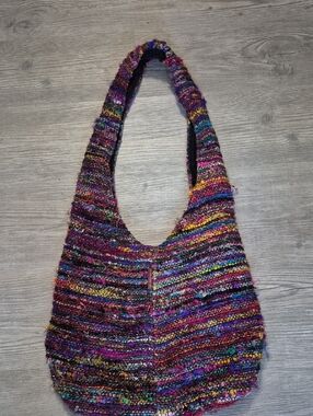 Handwoven Kathmandu Imporrs Multicolor Recycled Silk Women’s Hobo Shoulder Bag